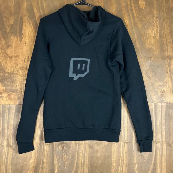 Bella Canvas Unisex Jacket Black Full Zip 'Twitch' Logo Hooded Pockets XSmall - Picture 10 of 12